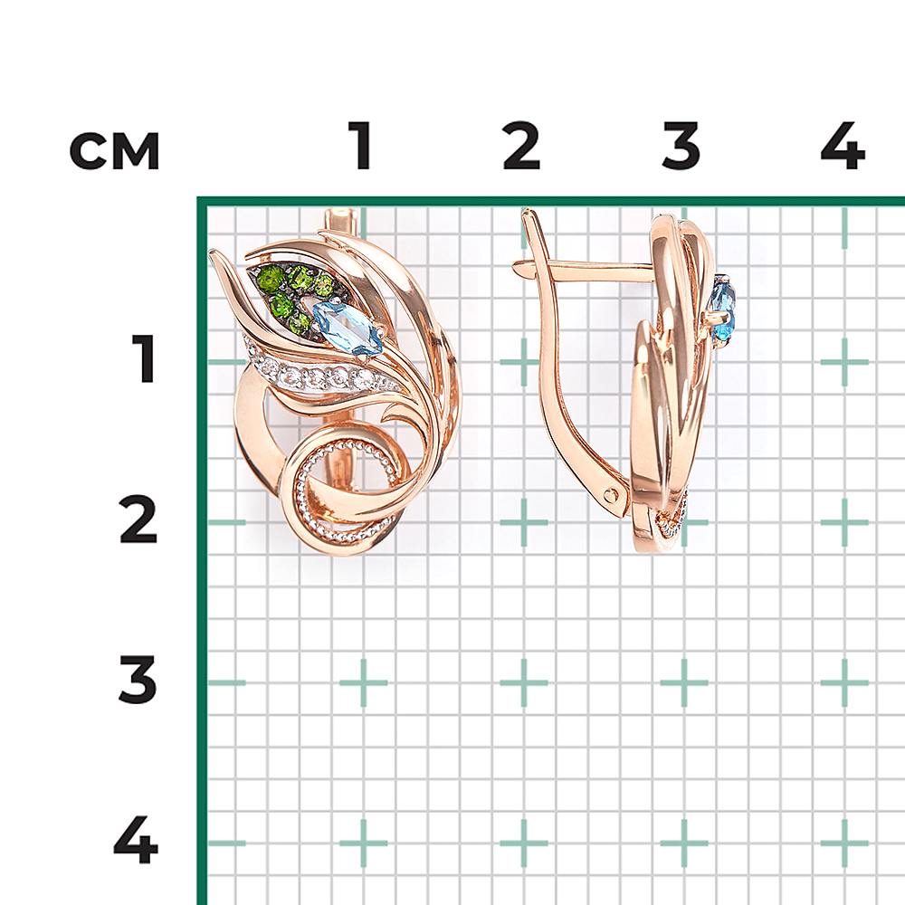 Серьги «Секрет счастья» с английским замком из комбинированного золота с миксом камней 02-5314-00-713-1111