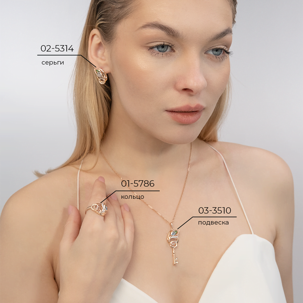 Серьги «Секрет счастья» с английским замком из комбинированного золота с миксом камней 02-5314-00-713-1111