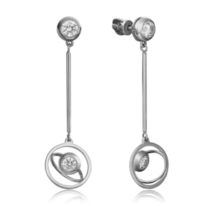 Серьги-пусеты из белого золота с фианитами 02-4473-00-501-1120-38