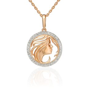 Подвеска «Знак зодиака Дева» из красного золота с фианитами 03-3641-05-401-1110