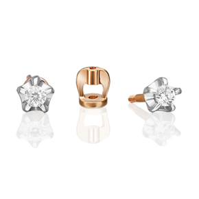 Серьги-пусеты из комбинированного золота с фианитом 02-2050-00-401-1111-03