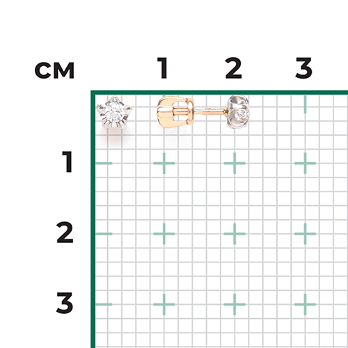 Серьги-пусеты из комбинированного золота с фианитом 02-2050-00-401-1111-03