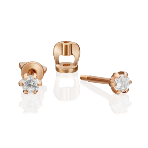 Серьги-пусеты из красного золота с фианитом 02-2054-00-401-1110-03