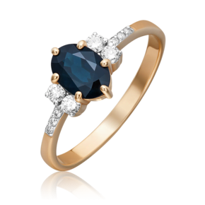 Кольцо из красного золота с сапфиром и бриллиантами 01-1299-00-105-1110-30