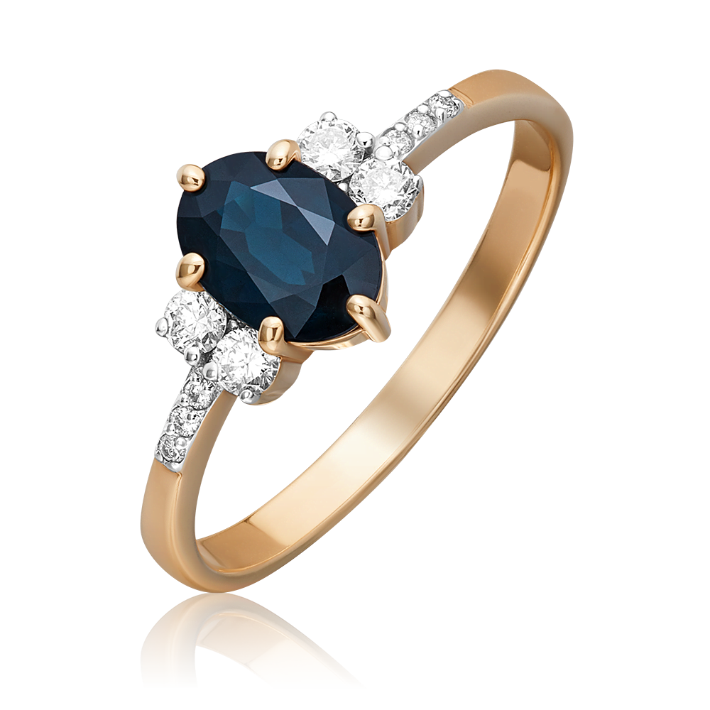 Кольцо из красного золота с сапфиром и бриллиантами 01-1299-00-105-1110-30