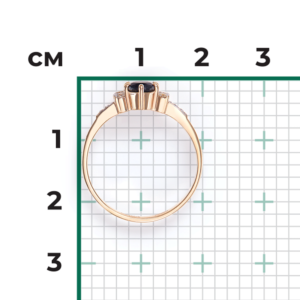 Кольцо из красного золота с сапфиром и бриллиантами 01-1299-00-105-1110-30