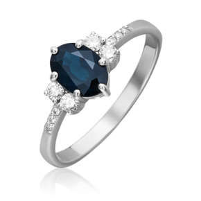 Кольцо из белого золота с сапфиром и бриллиантами 01-1300-00-105-1120-30