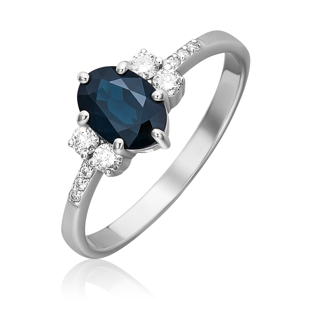 Кольцо из белого золота с сапфиром и бриллиантами 01-1300-00-105-1120-30