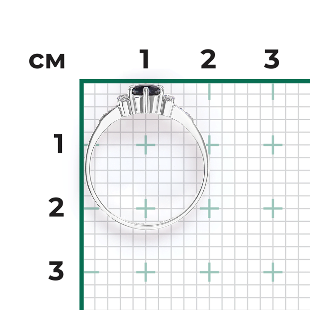 Кольцо из белого золота с сапфиром и бриллиантами 01-1300-00-105-1120-30