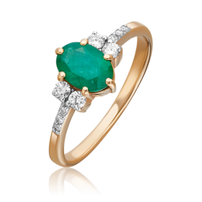 Кольцо из красного золота с изумрудом и бриллиантами 01-1299-00-106-1110-30