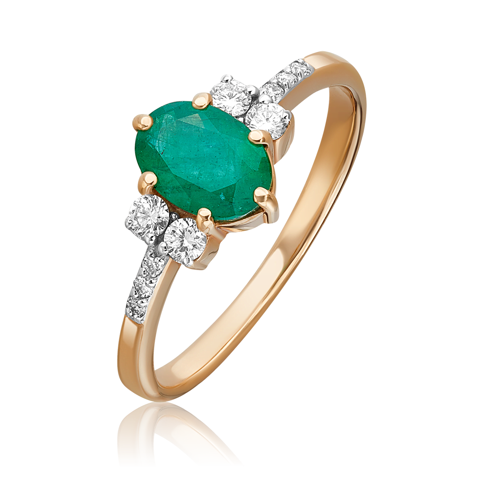 Кольцо из красного золота с изумрудом и бриллиантами 01-1299-00-106-1110-30