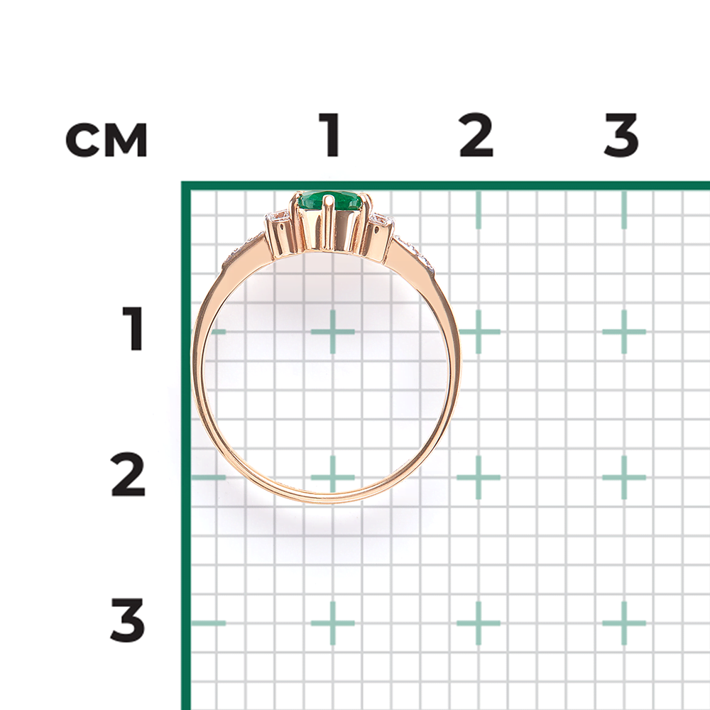 Кольцо из красного золота с изумрудом и бриллиантами 01-1299-00-106-1110-30