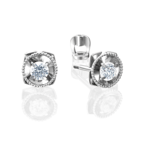 Серьги-пусеты из белого золота с фианитом 02-4187-00-501-1120-38