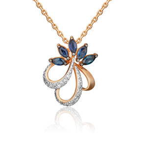 Подвеска из красного золота с сапфирами и бриллиантами 03-0440-00-105-1110-30