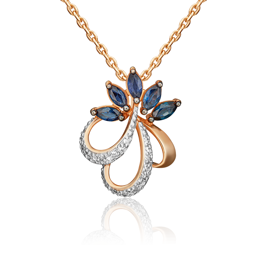 Подвеска из красного золота с сапфирами и бриллиантами 03-0440-00-105-1110-30