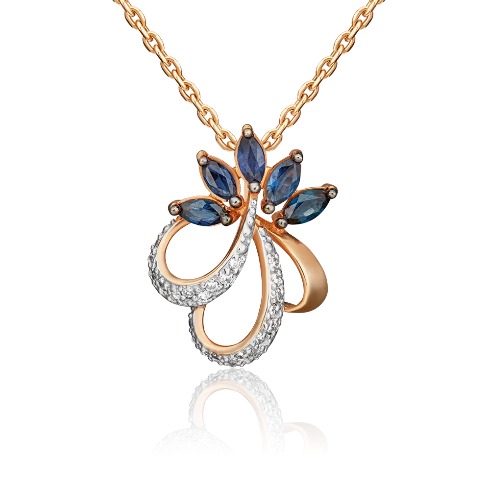 Подвеска из красного золота с сапфирами и бриллиантами 03-0440-00-105-1110-30