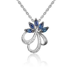 Подвеска из белого золота с сапфирами и бриллиантами 03-0441-00-105-1120-30