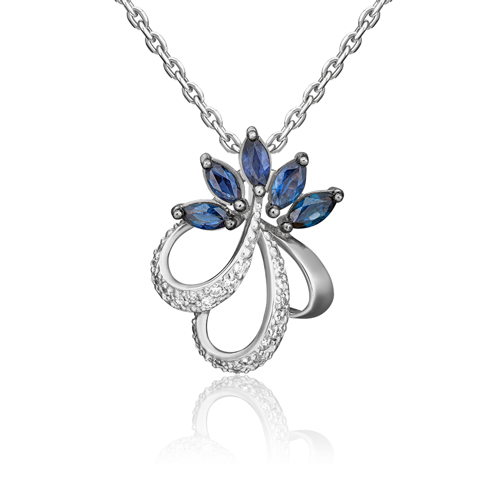 Подвеска из белого золота с сапфирами и бриллиантами 03-0441-00-105-1120-30