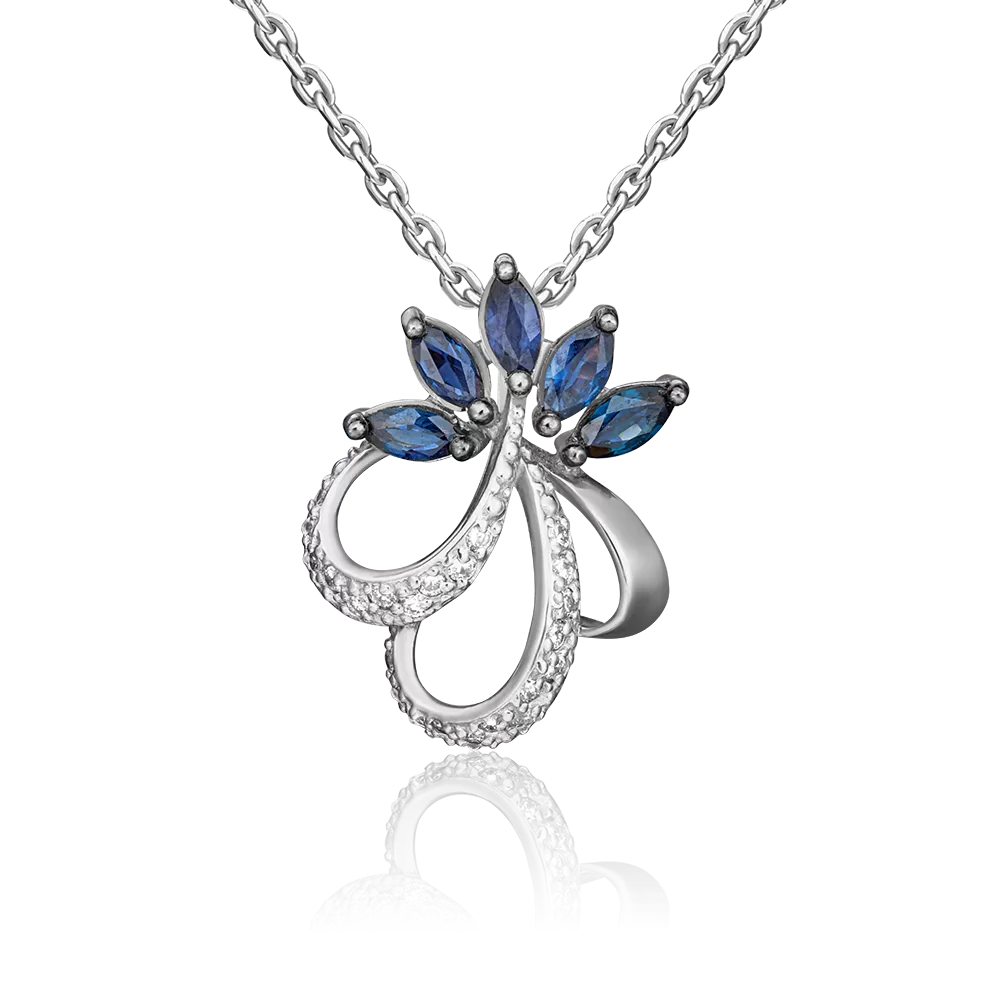 Подвеска из белого золота с сапфирами и бриллиантами 03-0441-00-105-1120-30
