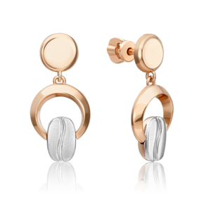 Серьги-пусеты из комбинированного золота с натуральным топазом white 02-4920-01-201-1111