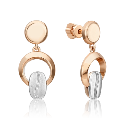 Серьги-пусеты из комбинированного золота с натуральным топазом white 02-4920-01-201-1111