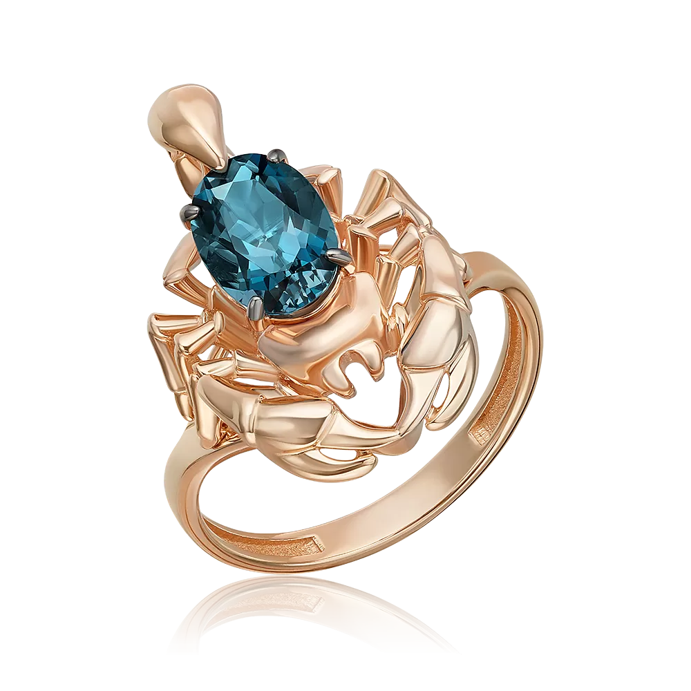 Кольцо «Скорпион» из красного золота с топазом 01-5774-00-201-1110