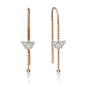 Серьги-цепочки «Бабочки» из красного золота 02-4247-00-000-1110-63