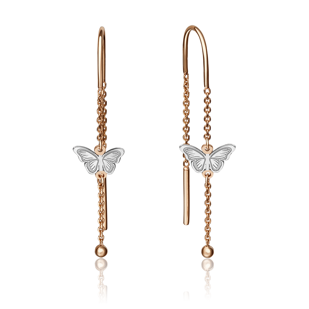Серьги-цепочки «Бабочки» из красного золота 02-4247-00-000-1110-63