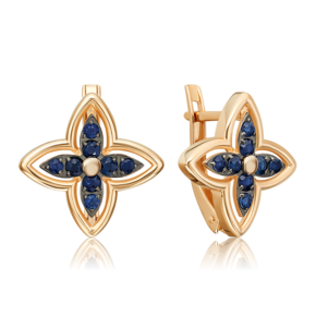 Серьги с английским замком из красного золота с сапфирами 02-5511-00-102-1110