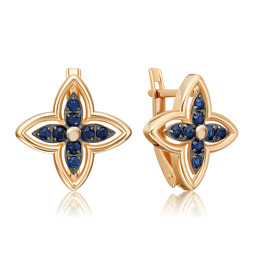 Серьги с английским замком из красного золота с сапфирами 02-5511-00-102-1110
