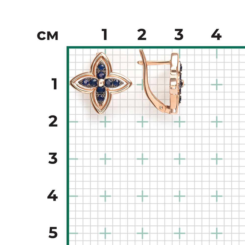 Серьги с английским замком из красного золота с сапфирами 02-5511-00-102-1110
