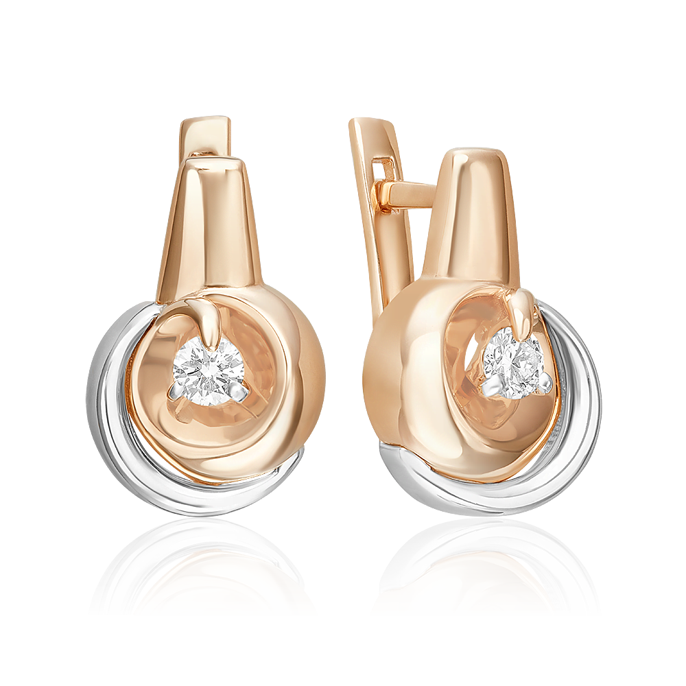 Серьги с английским замком из комбинированного золота с бриллиантом 02-5215-00-101-1111