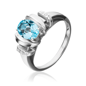 Кольцо из белого золота с топазом и натуральными топазами white