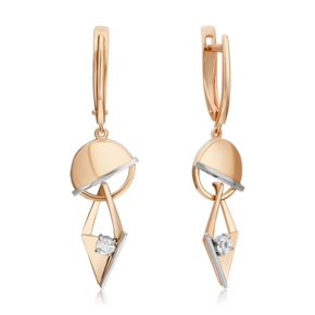 Серьги «Контрасты» из комбинированного золота с натуральным топазом white 02-4846-00-201-1111