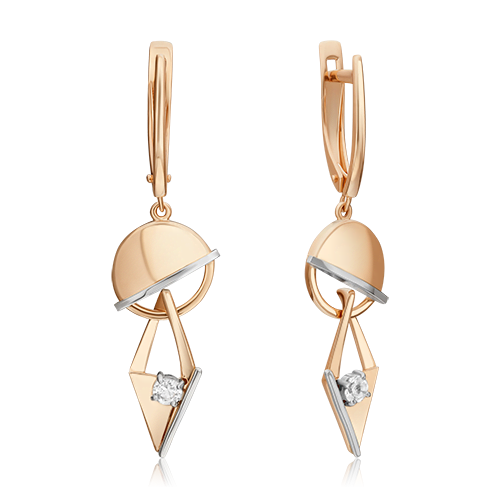 Серьги «Контрасты» из комбинированного золота с натуральным топазом white 02-4846-00-201-1111