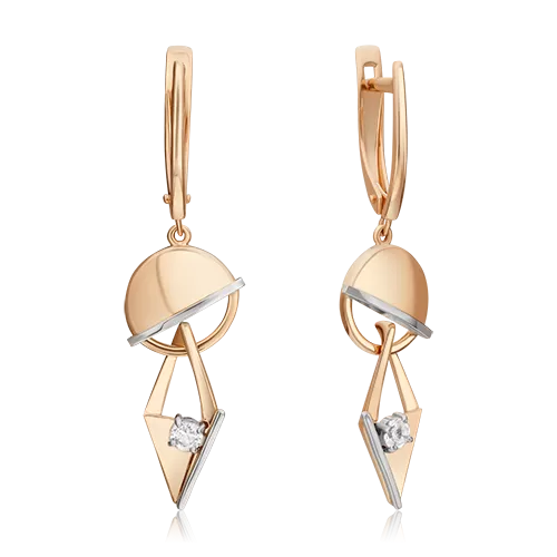 Серьги «Контрасты» из комбинированного золота с натуральным топазом white 02-4846-00-201-1111