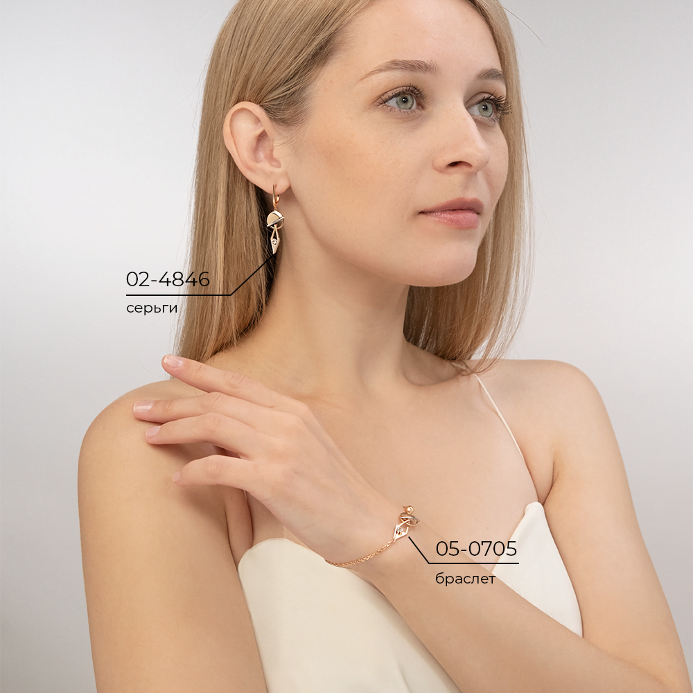 Серьги «Контрасты» из комбинированного золота с натуральным топазом white 02-4846-00-201-1111