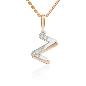 Подвеска «Буква Z» из комбинированного золота с фианитами 03-3419-Z-401-1111