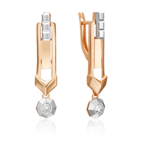 Серьги с английским замком из комбинированного золота с натуральным топазом white 02-5055-00-201-1111