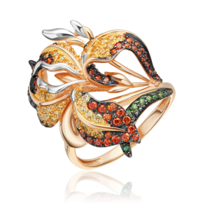 Кольцо «Ирис» из красного золота с фианитами 01-4815-02-404-1110-53