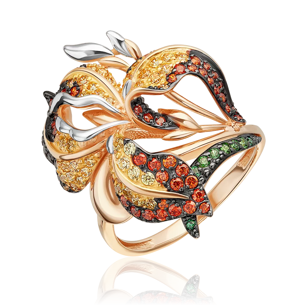 Кольцо «Ирис» из красного золота с фианитами 01-4815-02-404-1110-53