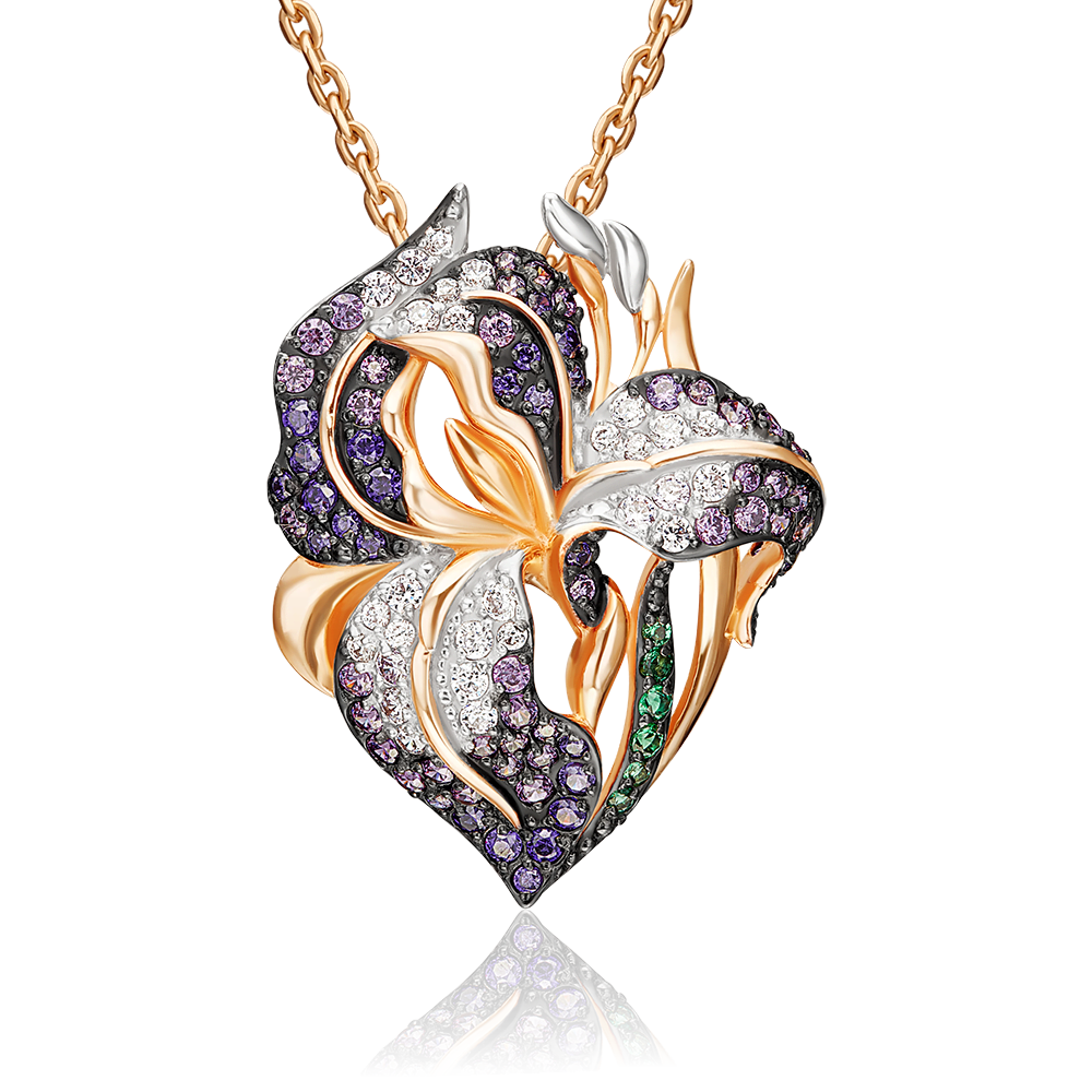 Подвеска «Ирис» из красного золота с фианитами 03-2476-01-404-1110-53