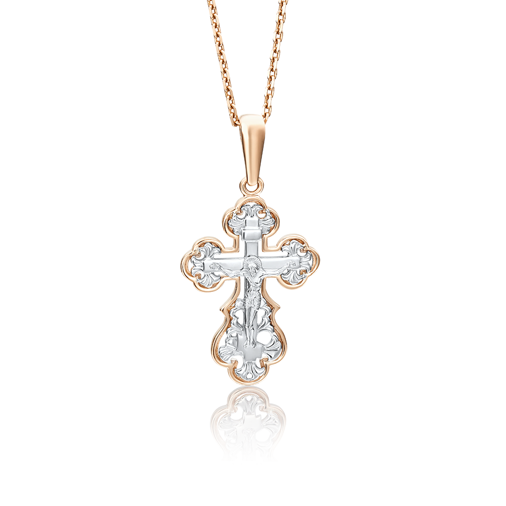 Православный крест из комбинированного золота 03-2037-00-000-1111