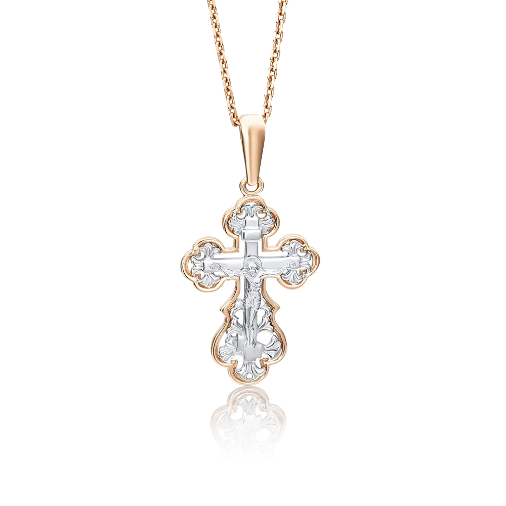 Православный крест из комбинированного золота 03-2037-00-000-1111