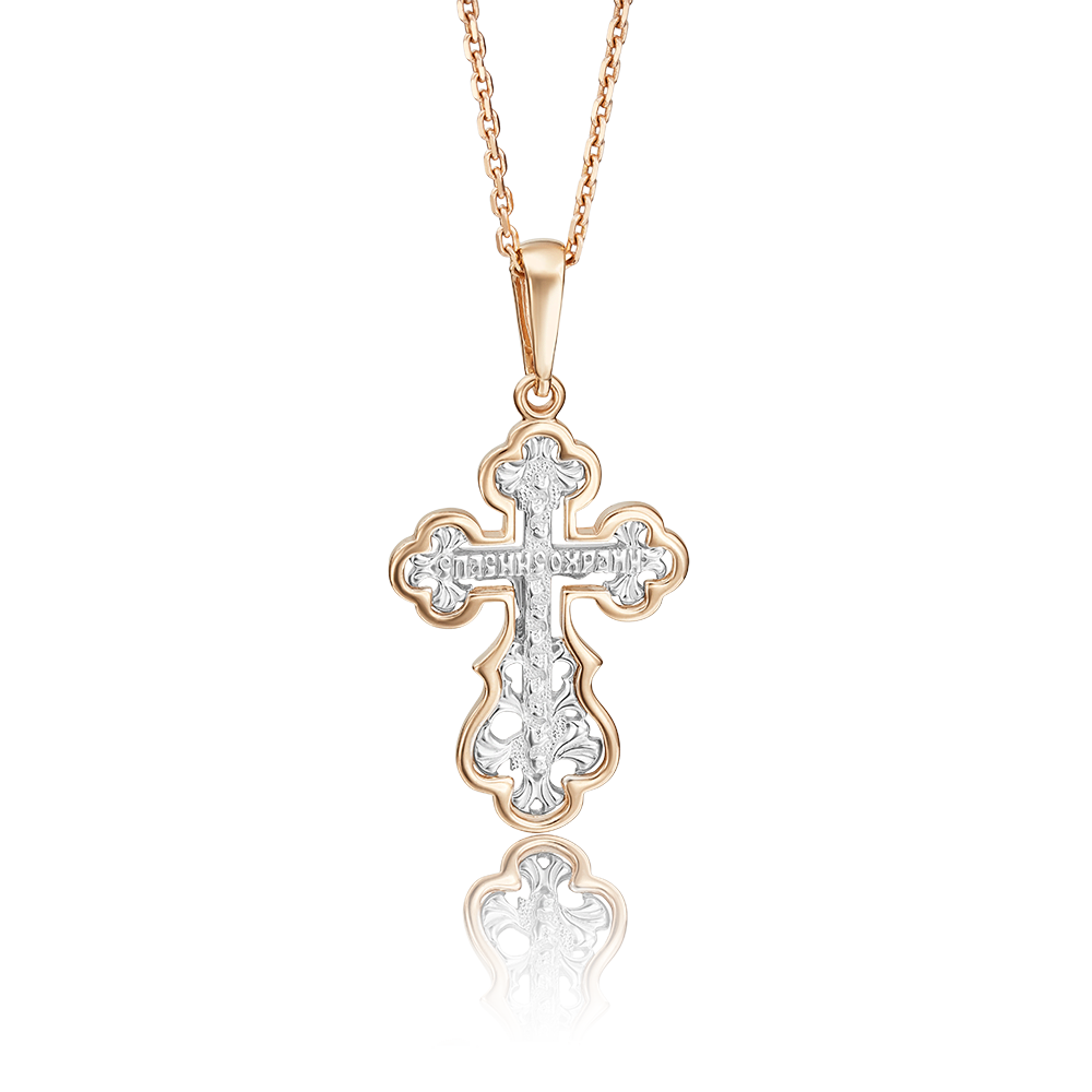 Православный крест из комбинированного золота 03-2037-00-000-1111