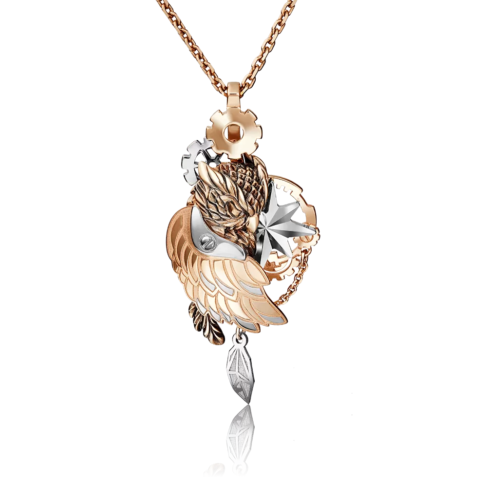 Подвеска «Сова» из комбинированного золота 03-2847-00-000-1111-59