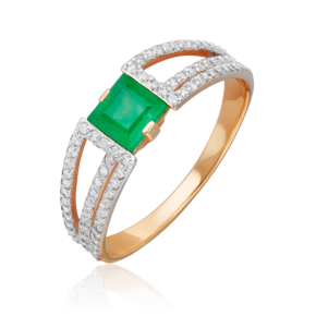 Кольцо из красного золота с изумрудом и бриллиантами 01-1395-00-106-1110-30