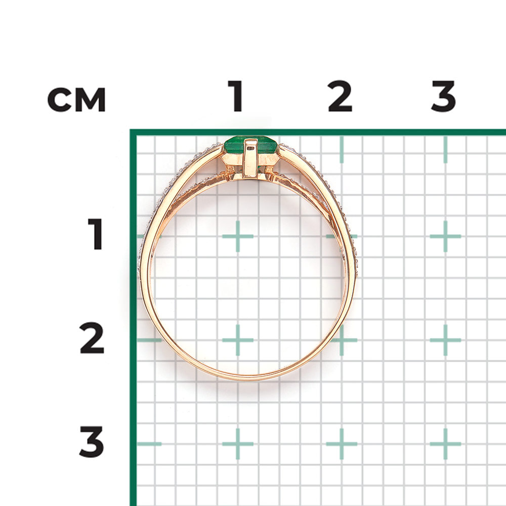 Кольцо из красного золота с изумрудом и бриллиантами 01-1395-00-106-1110-30