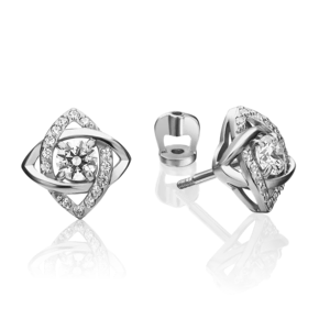 Серьги-пусеты из белого золота с фианитами 02-4403-00-501-1120-38