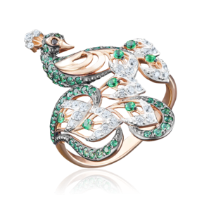 Кольцо «Павлин» из красного золота с фианитами 01-4917-02-404-1110-52